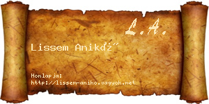 Lissem Anikó névjegykártya